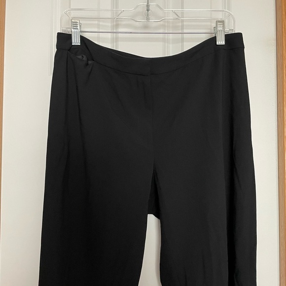 Eileen Fisher Black Tuxedo Style Trouser Pants Virgin Wool Blend Size Medium - Picture 4 of 12